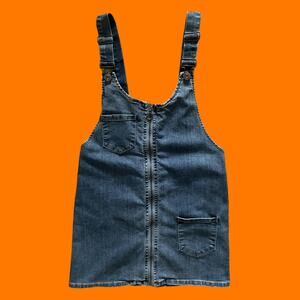 00's vintage stretch denim y2k overall bodycon mini dress MEDIUM rue 21